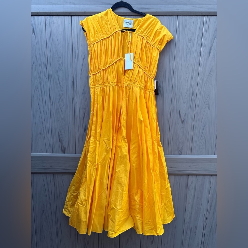 Tove Ceres Cotton Midi Dress Golden Yellow New with Tags! - Picture 8 of 15